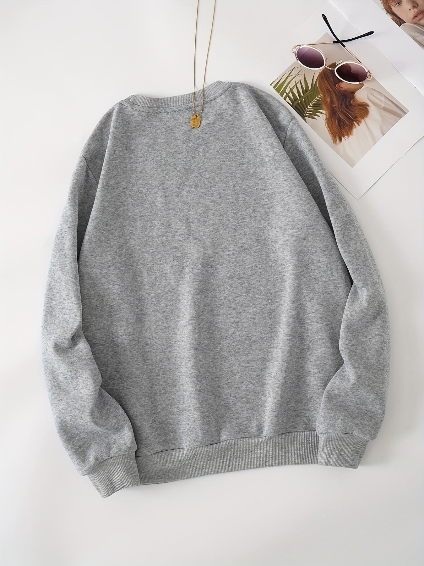 Frog & Mushroom Print Long Sleeve Crew Neck Sweatshirt