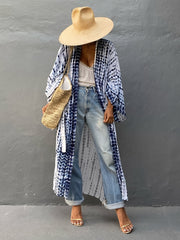  Tie Dye Striped Kimono Beach Cover Up