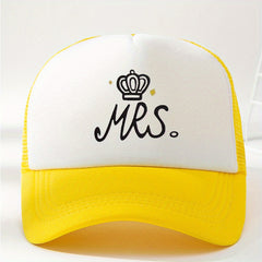 MRS Crown Baseball Cap Mesh Trucker Dad Hat Adjustable Sun Hat For Women