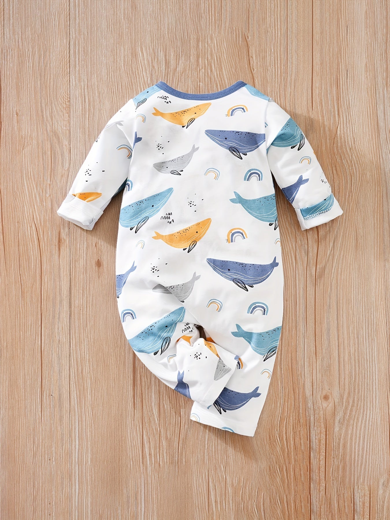 Whale Print Cardigan Baby Bodysuit Newborn Onesie