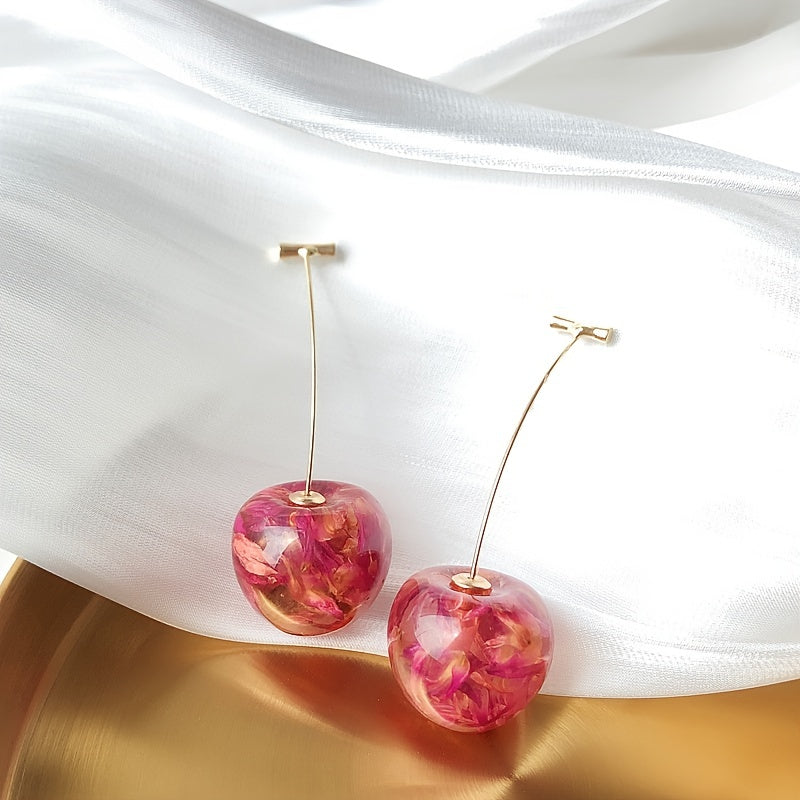 Geometric Cherry Long Drop Earrings for Party Wear