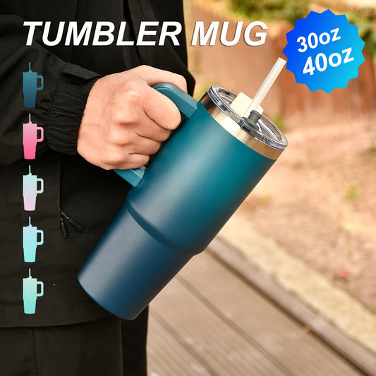 WATERSY 40oz Tumbler w/ Handle & Straw Stainless Steel Vacuum Insulated Hot