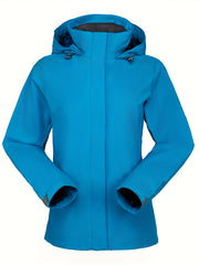 Women's Thermal Hooded Jacket Windproof Softshell Coat for Hiking