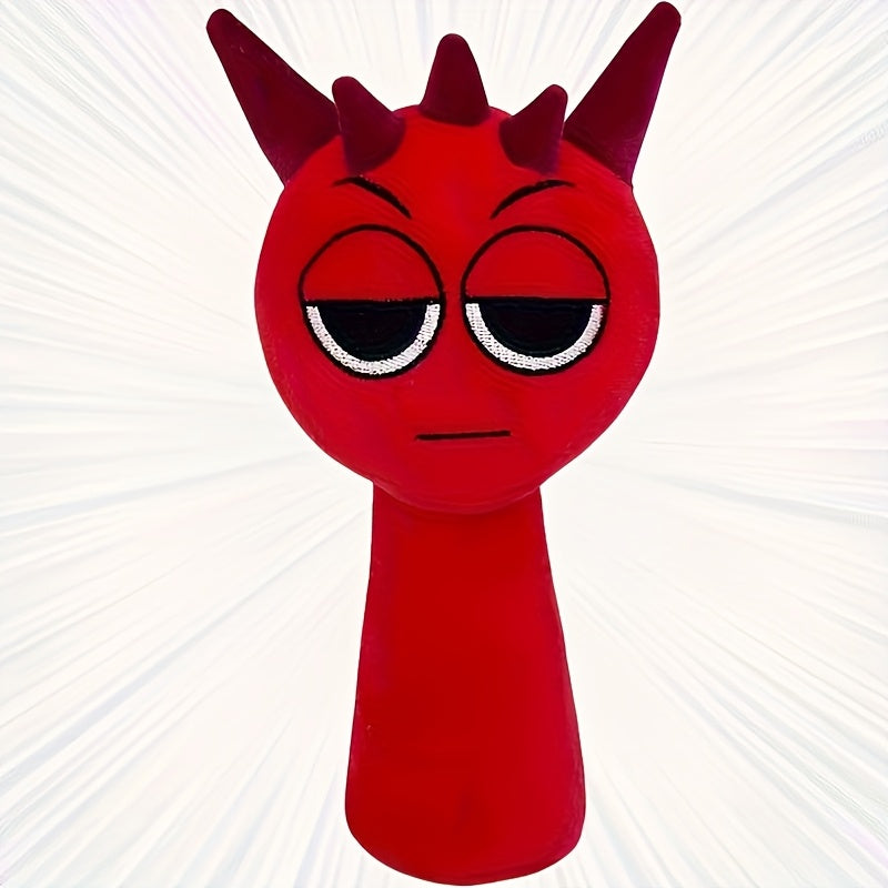 Red Plush Snake Puppet Toy Stuffed Animal with Expressive Eyes & Horns