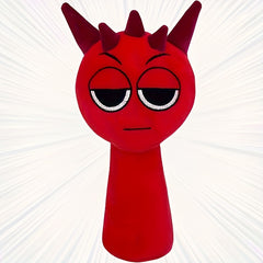 Red Plush Snake Puppet Toy Stuffed Animal with Expressive Eyes & Horns