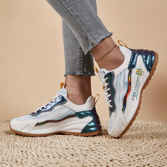 Chinese Style Reflective Stripes Running Shoes Retro Thick Sole Sneakers