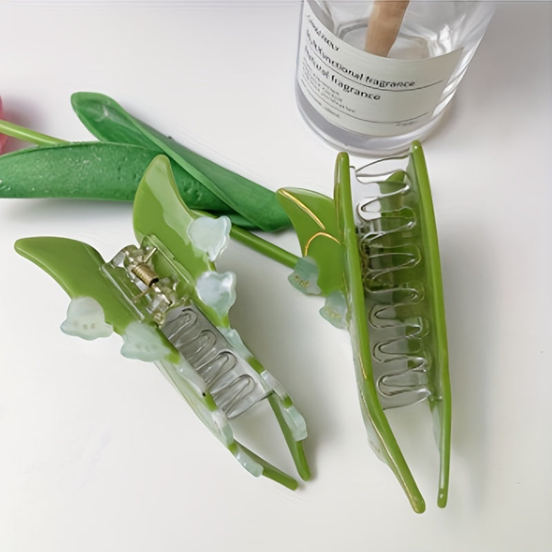Lily Flower Hair Claw Leaf Shape Shark Claw Hair Accessories For Women Girls