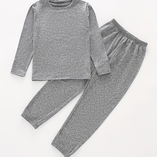 Boys 2pcs Pajamas Long Sleeve Top & Pants Grey Set Kids Clothes