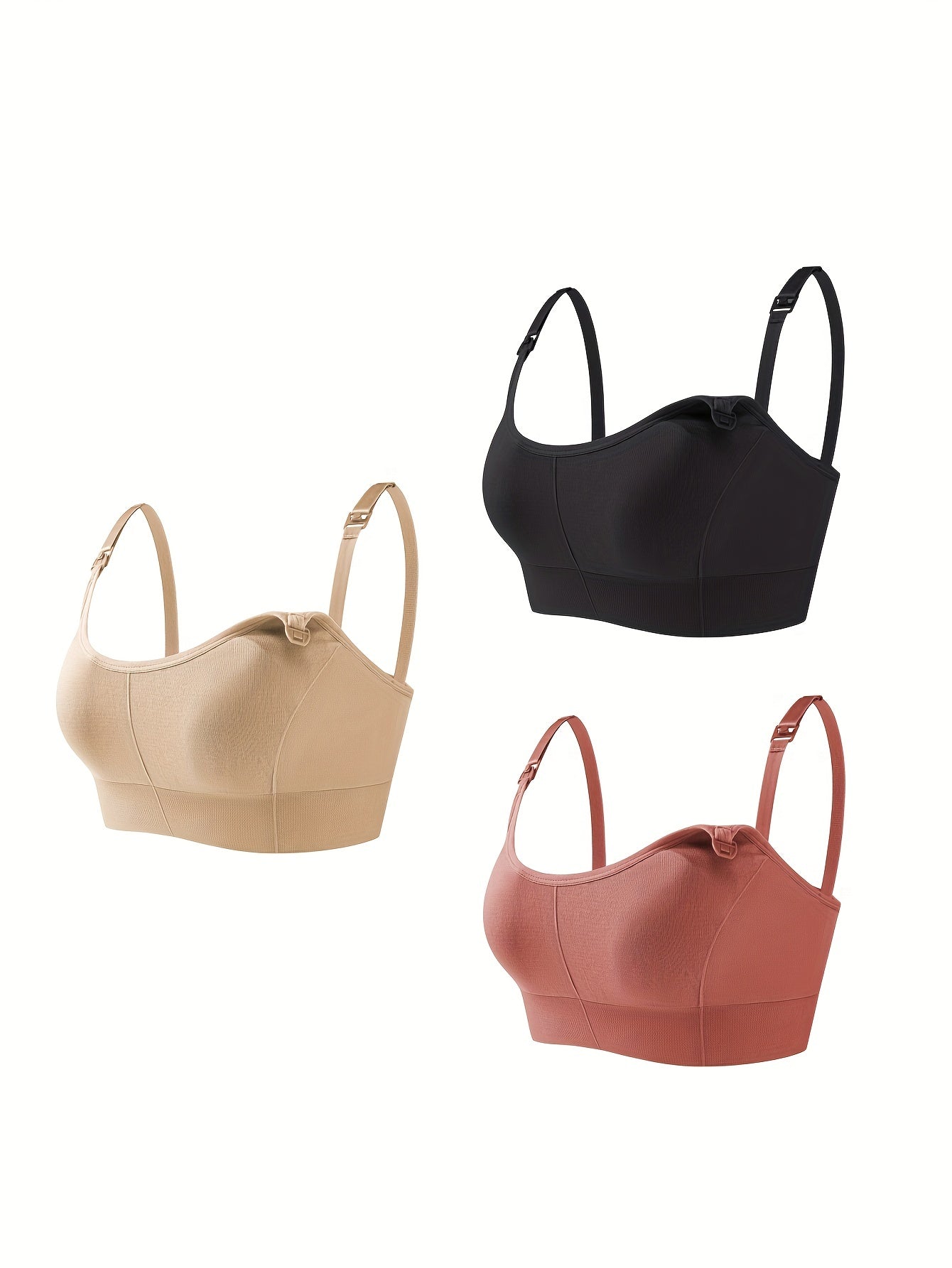 3pcs Front Buckle Nursing Bras Soft Full Coverage Wireless Breastfeeding Bra
