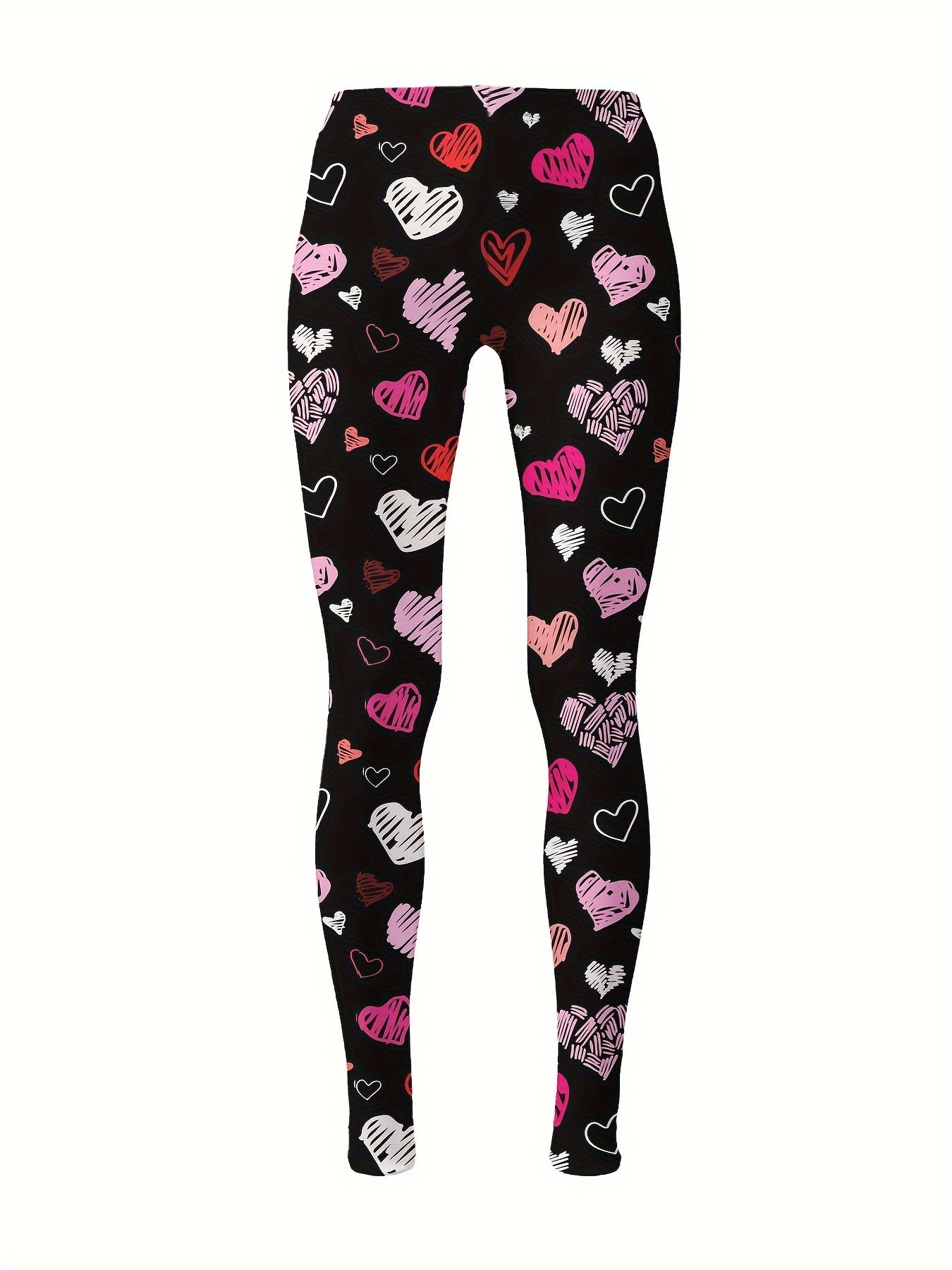 Heart Painting Graphic Leggings Girls Thick Leggings for Spring