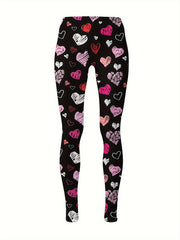 Heart Painting Graphic Leggings Girls Thick Leggings for Spring