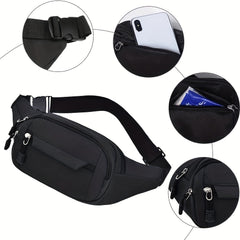 Waterproof Sports Waist Bag with 3 Zipper Pockets