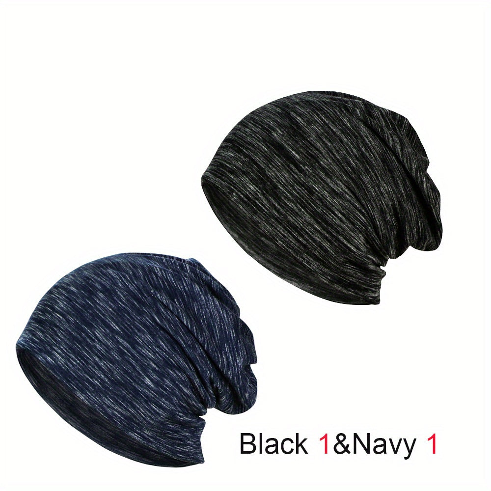 Striped Cotton Pullover Hat Soft Unisex Beanie Hat