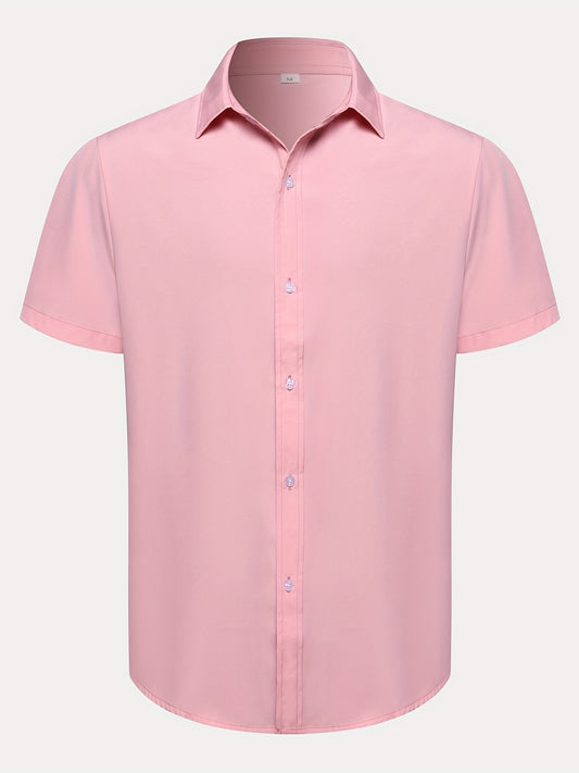 Men's Casual Solid Short Sleeve Shirt for Summer Vacation Resort