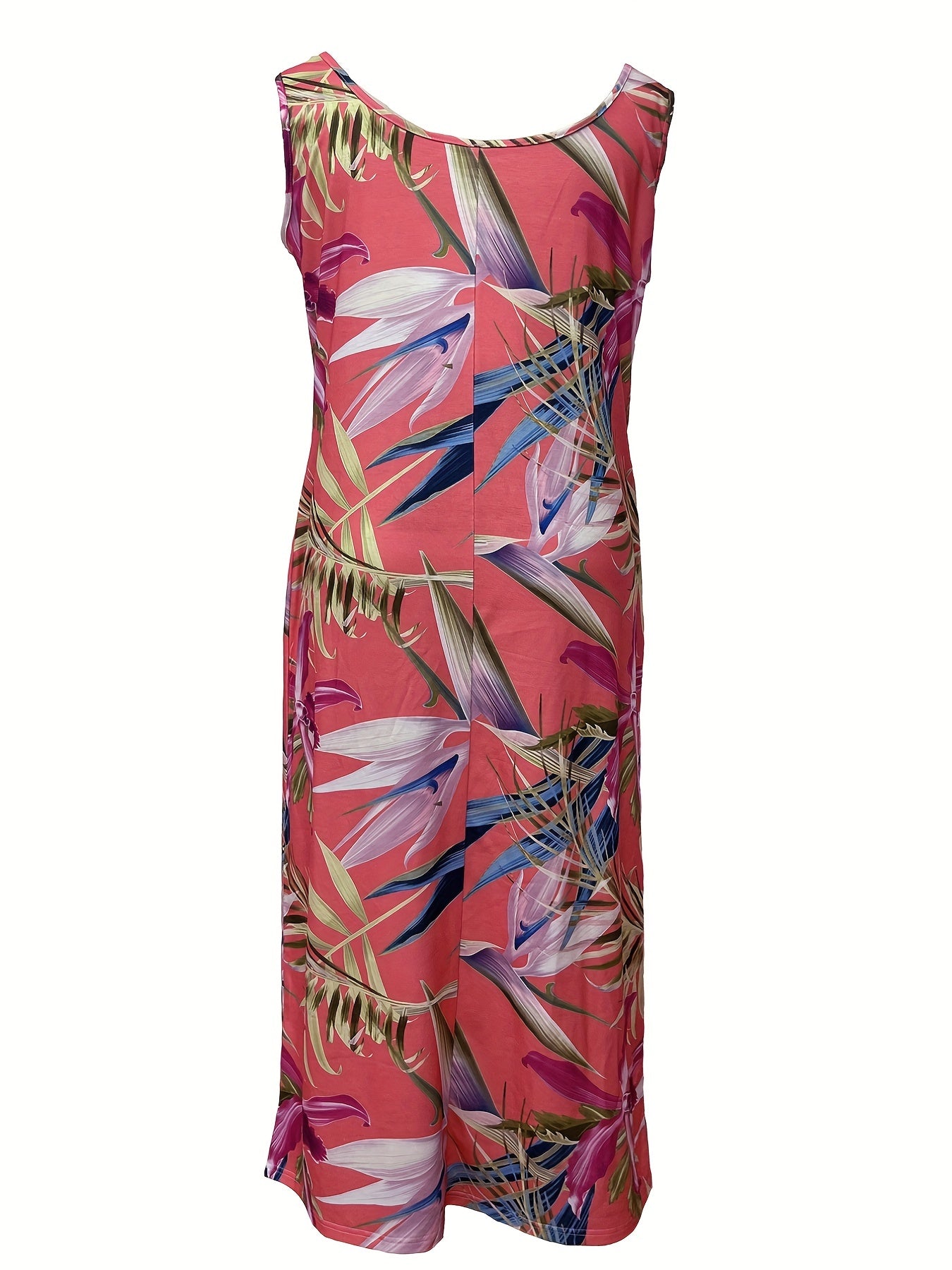  Plants Print Round Neck Tank Dress