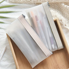 Transparent Frosted Pencil Case Zipper Cosmetic Storage Bag