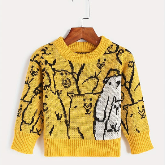 Kids Jacquard Long Sleeve Knitted Pullover Sweater