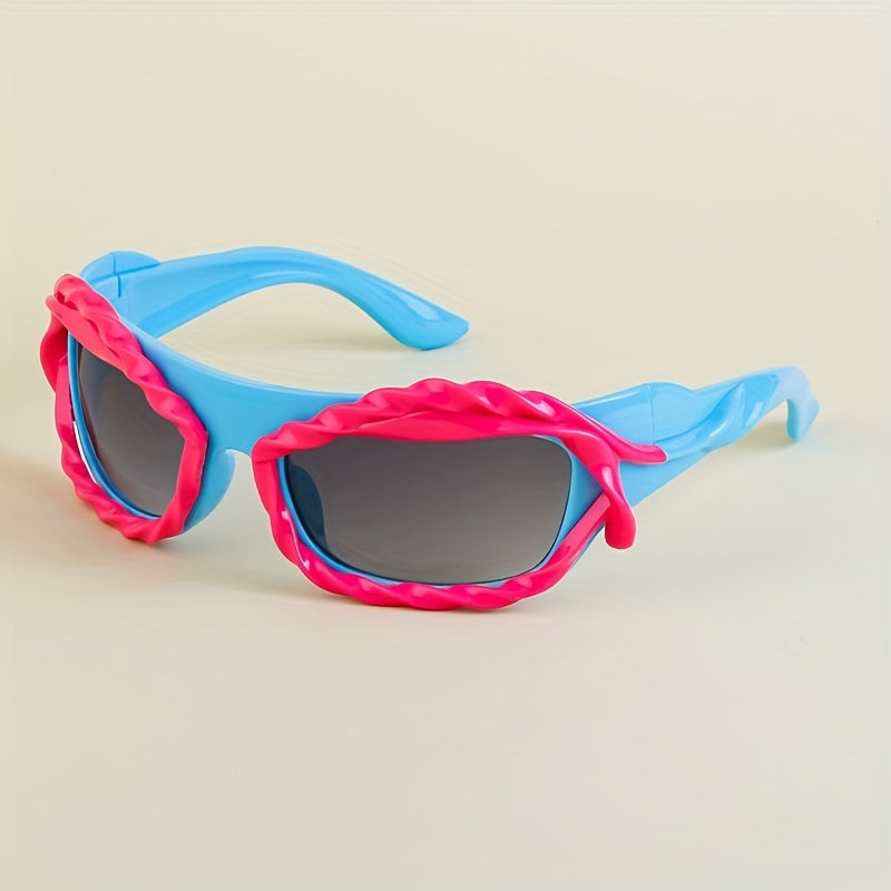 Y2K Block Sunglasses Wrap Around UV400 Sun Shades For Men Women
