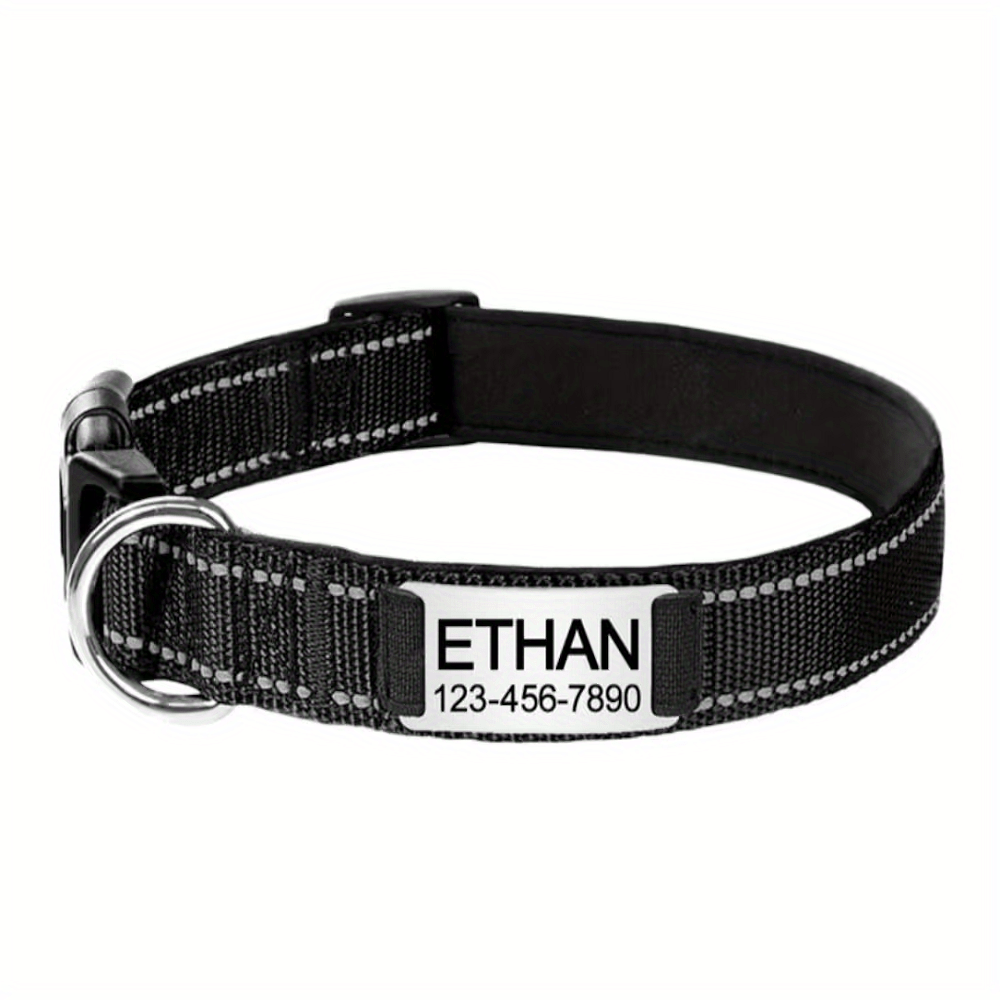 Reflective Dog Collars with Engraved Name Plate