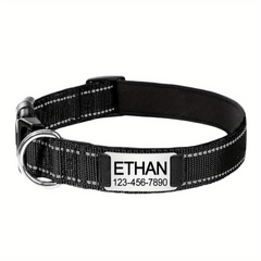 Reflective Dog Collars with Engraved Name Plate