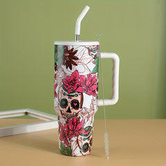 Halloween Tumbler 40oz Stainless Steel Thermal Water Bottle Horror Skull