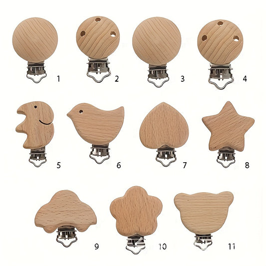 Beech Animal Pacifier Clip Wooden Baby Pacifier Clip