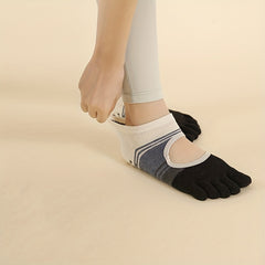 Women's Non Slip Five Toe Yoga Socks Striped Grip Socks