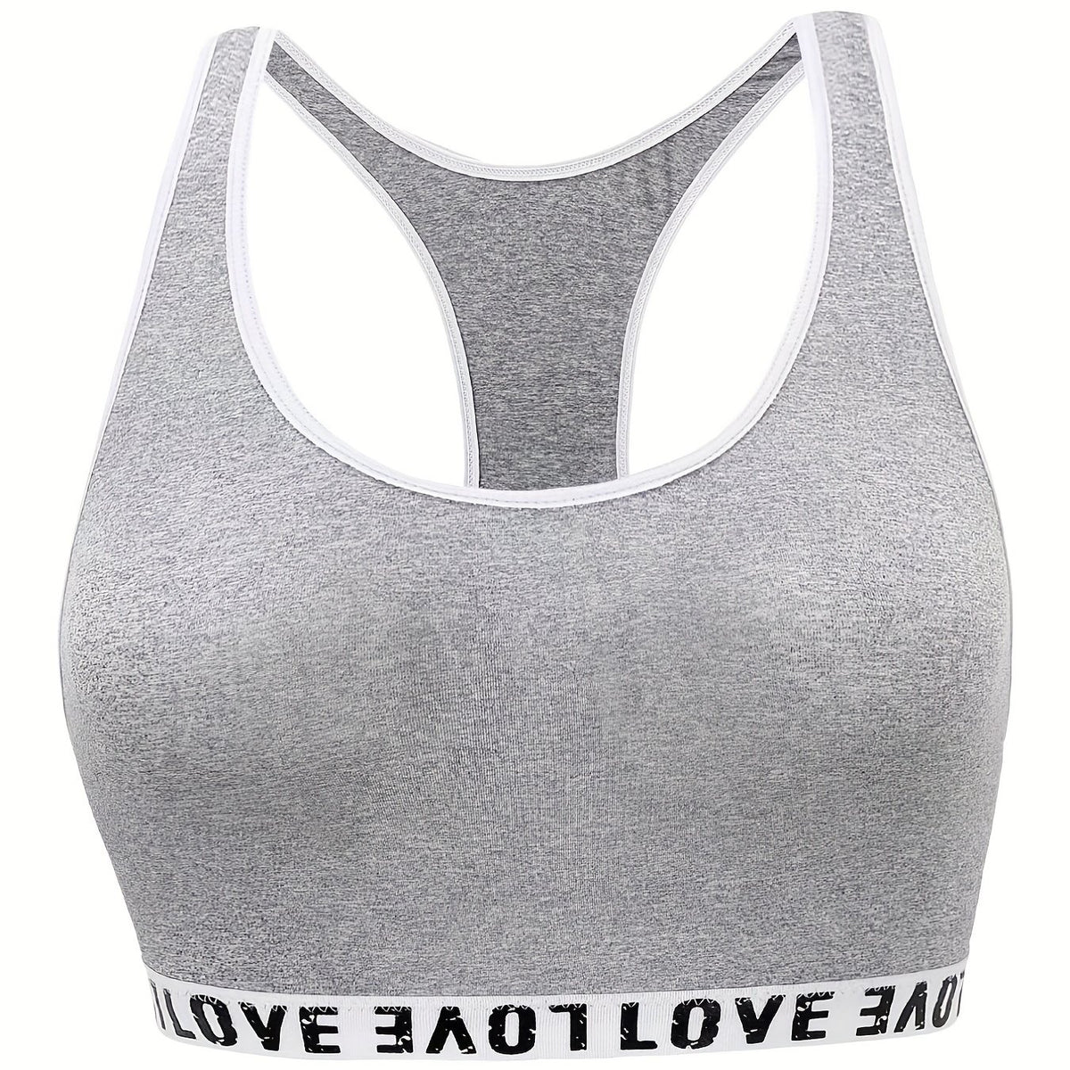  Sports Bra Women's Plus Letter Tape Racer Back Comfort Bralette