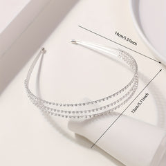 Three Layered Rhinestone Headband Metal Head Hoop Bridal Headdress