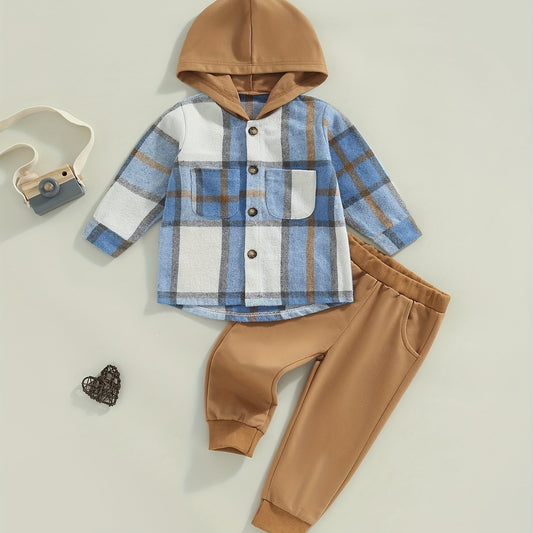 2Pcs Baby Boy's Hoodie Shirt & Pants Set Sweatsuit Outfit