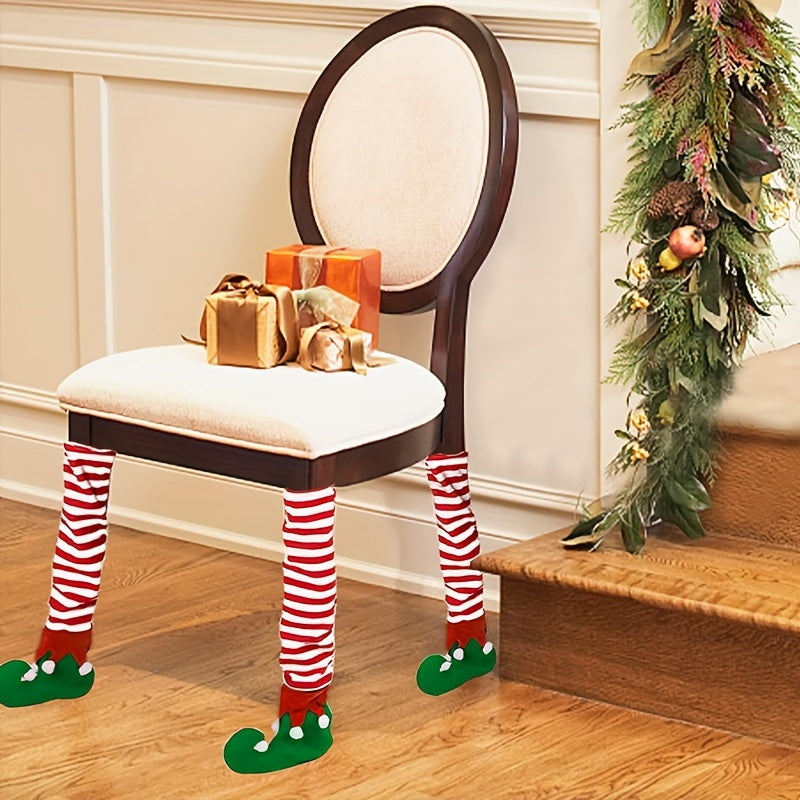 Christmas Chair Green Foot Cover Home Decoration