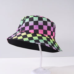 Colorful Plaid Bucket Hat Casual Sunscreen Fisherman Cap
