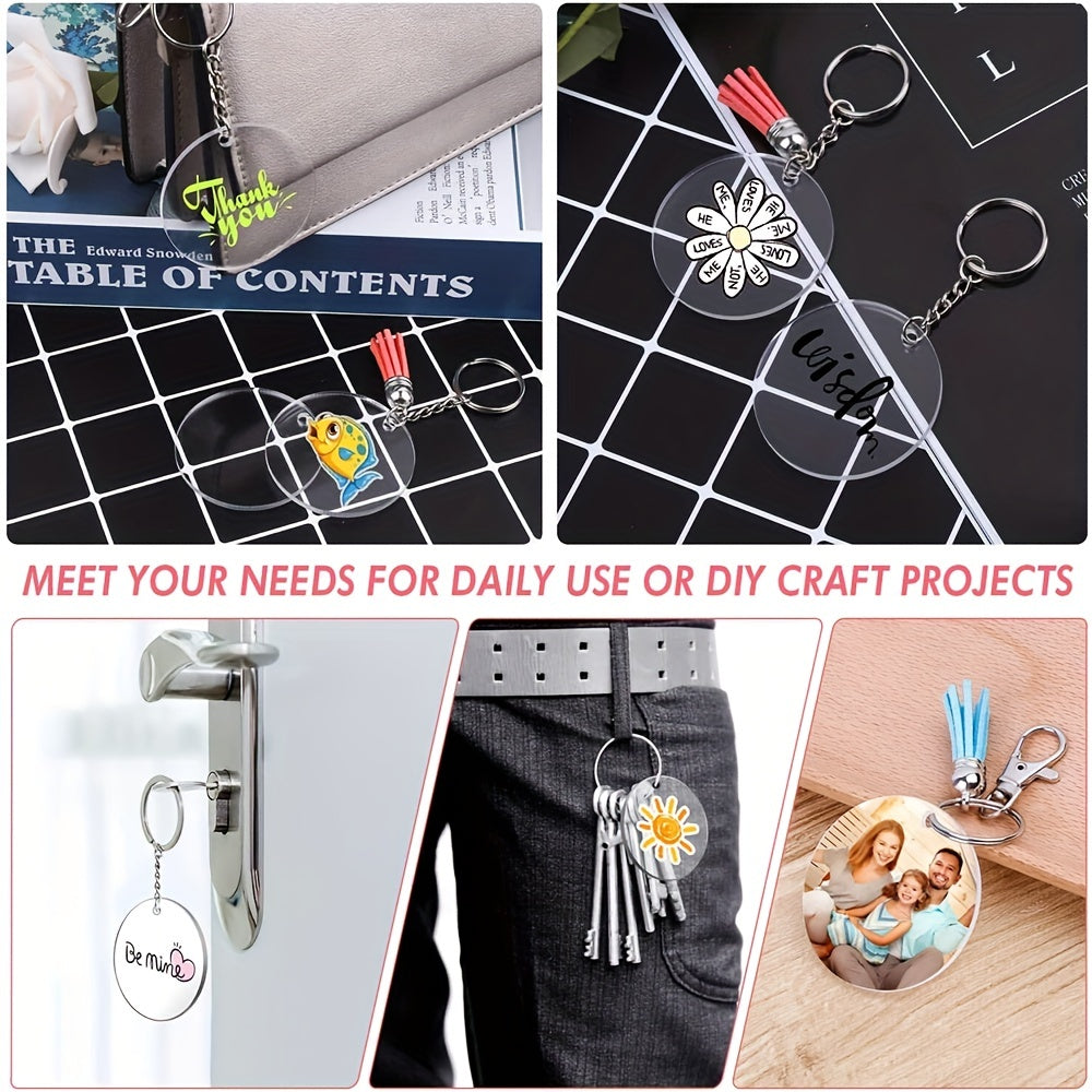 50Pcs Sublimation Acrylic Round Keychain Blanks DIY Heat Transfer Key Chains