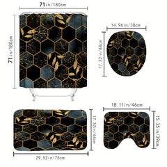 Modern Bee Trough Hexagonal Pattern Shower Curtain Set