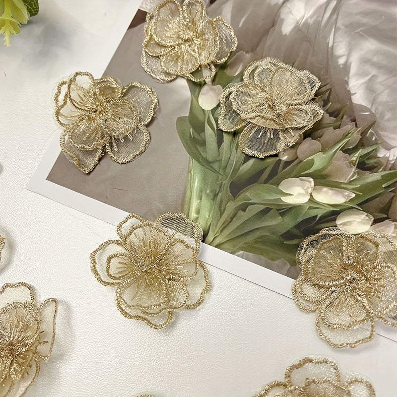10pcs Lace Flower Patches DIY Clothing Appliques For Dress C