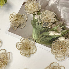 10pcs Lace Flower Patches DIY Clothing Appliques For Dress C