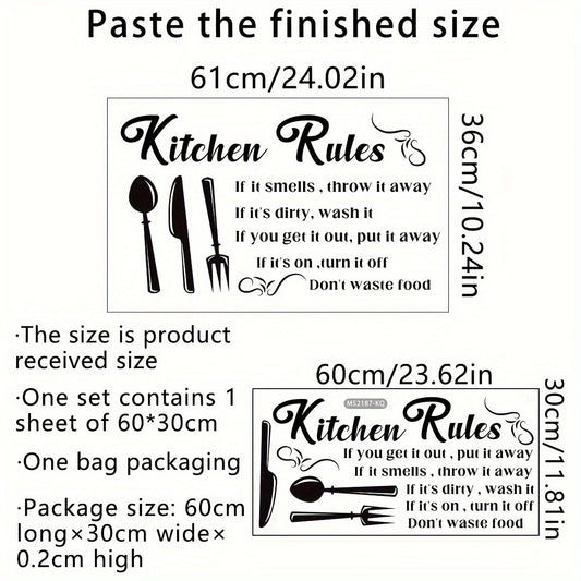 Kitchen Rules Wall Sticker Self-Adhesive Waterproof Removable 30x11.81in