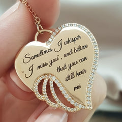 Heart Wing Pendant Necklace Zircon Inlay Elegant Neck Jewelry 1 Pc