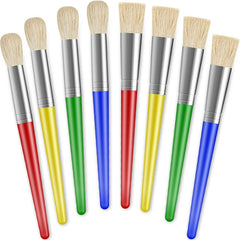 8 Pcs Kids Paint Brushes Round and Flat Easy to Clean No Shedding Bristles