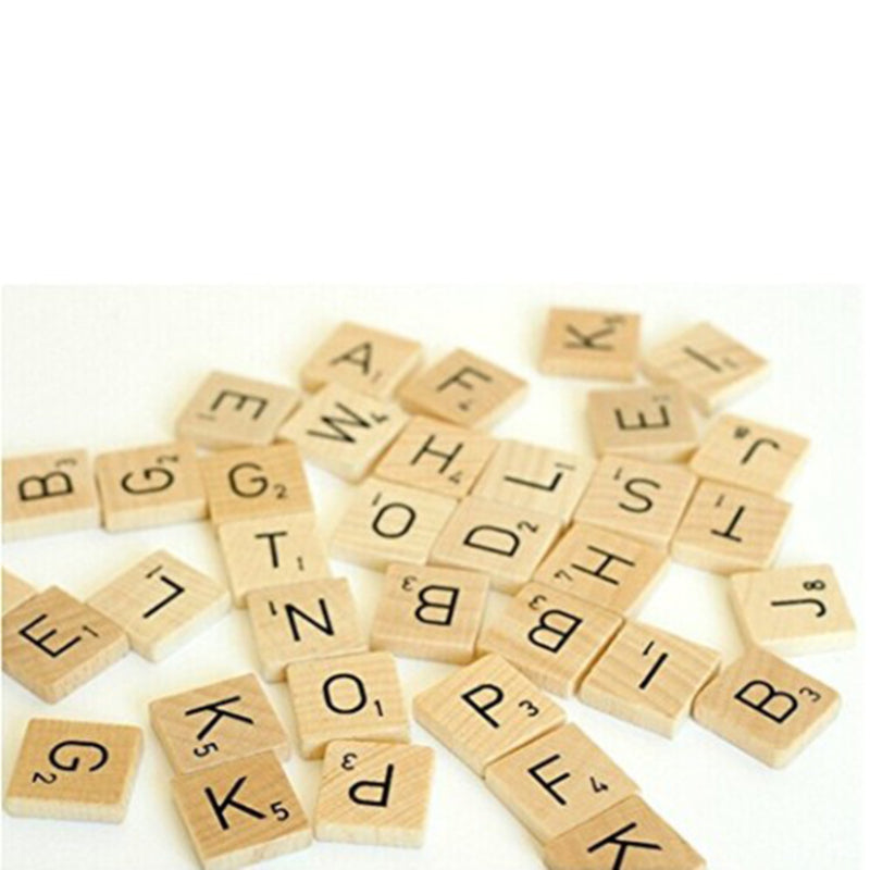 100pcs Alphabet Wooden Squares Jigsaw Puzzle Game Letter Wood