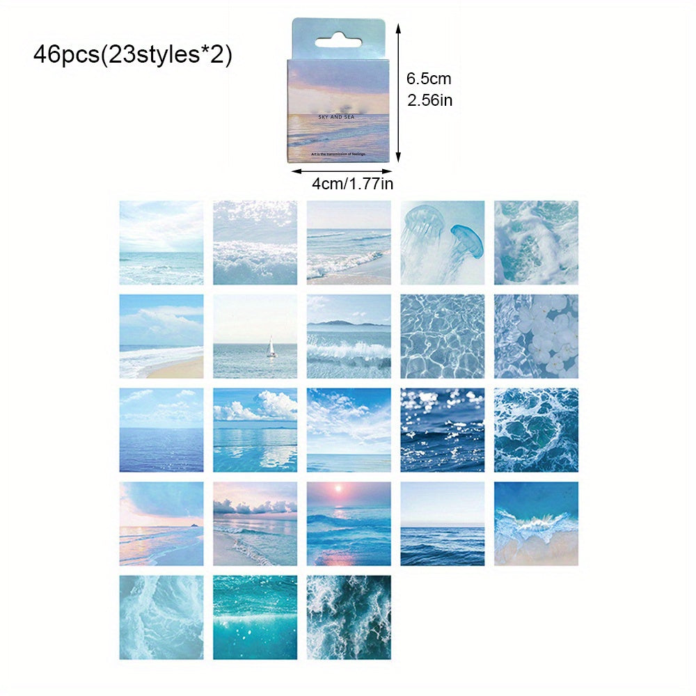 46pcs Seaside Landscape Self-adhesive Stickers DIY Scrapbook Stationery Album