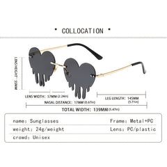 Melting Heart Sunglasses Rimless Party Glasses