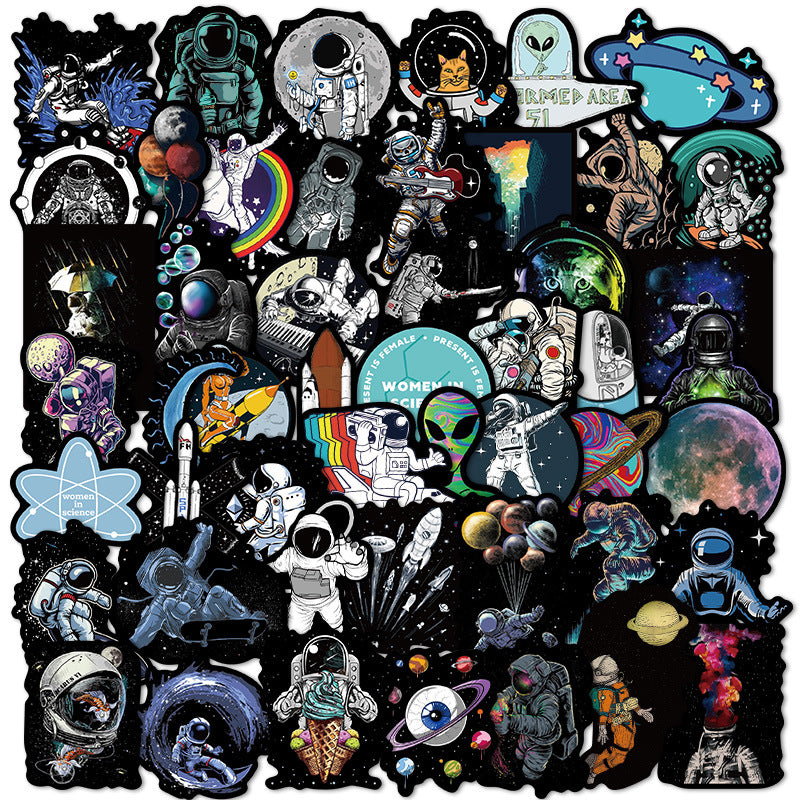 50Pcs 'Astronaut Space Travel' Graffiti Stickers Waterproof