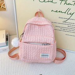 Mini Bubble Ruched Backpack Letter Patch School Bag Lightweight Daypack