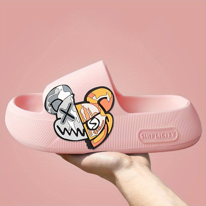 Men's Anime Print Non Slip Platform Slides Comfortable Cloud Slides