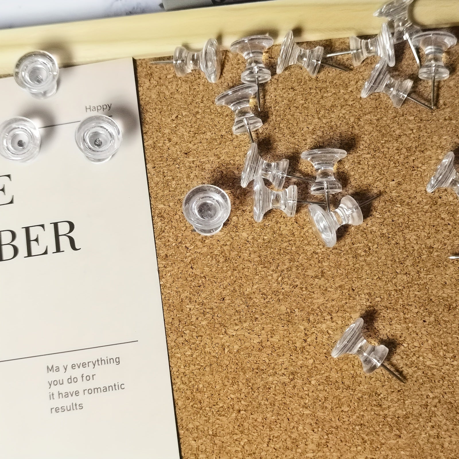 30 Clear Large Push Pins for Cork Board Bulletin Board Wall Thumb Tacks Long