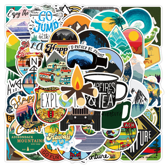 50pcs Outdoor Adventure Stickers Waterproof for Kids