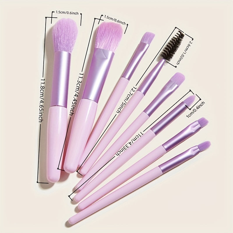 8pcs Candy Makeup Brush Set Portable Mini Travel