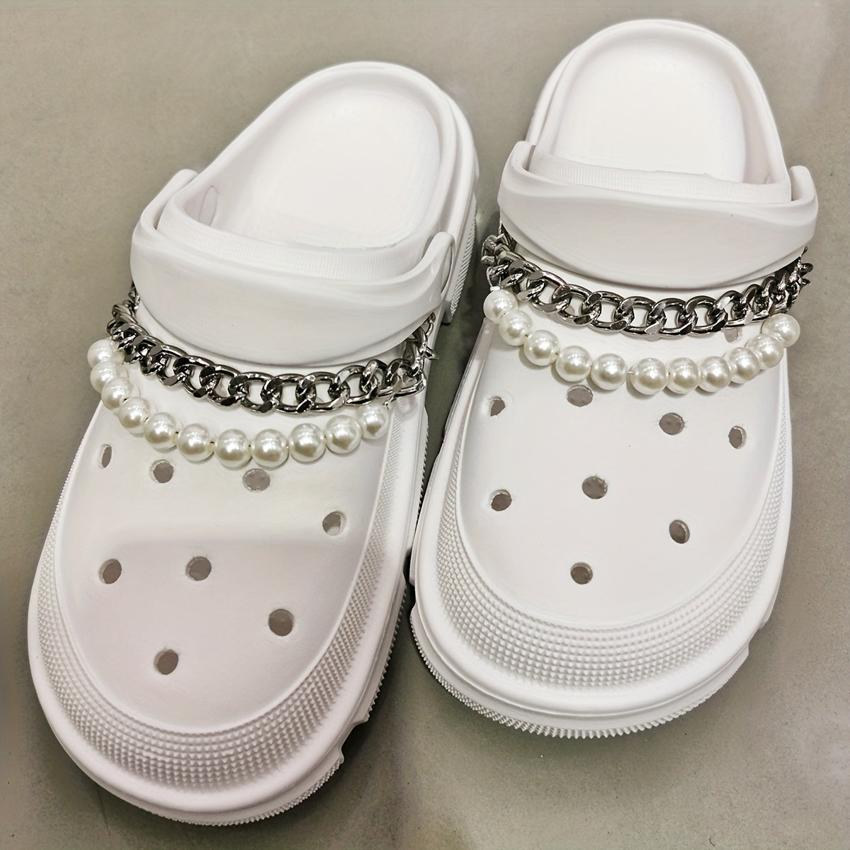 2pcs Faux Pearl Shoe Clogs Chains DIY Accessories