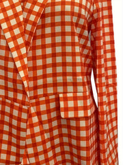  Plaid Print Long Sleeve Blazer